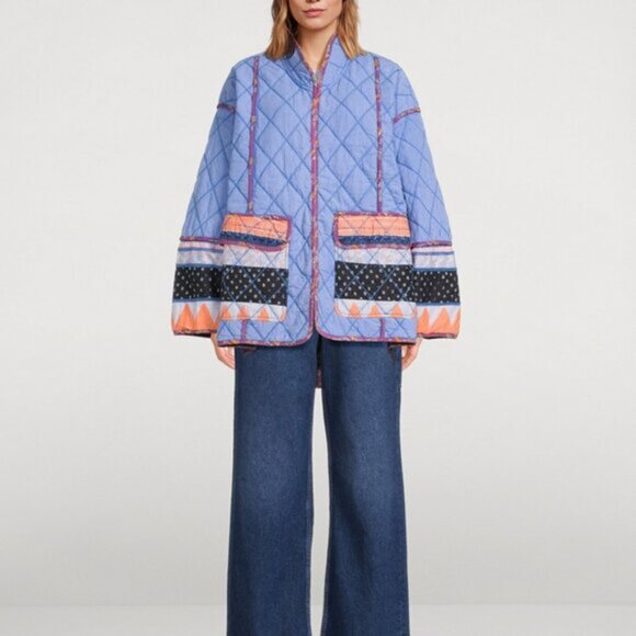 Free People Jackets & Blazers - NWT Free People Jacket Womens Large Winnie Quilted Dutch Boho Patchwork Pockets